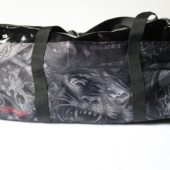 ED HARDY Christian Audigier Tiger Skull Duffle Weekender Bag Gym Travel - Picture 10 of 13